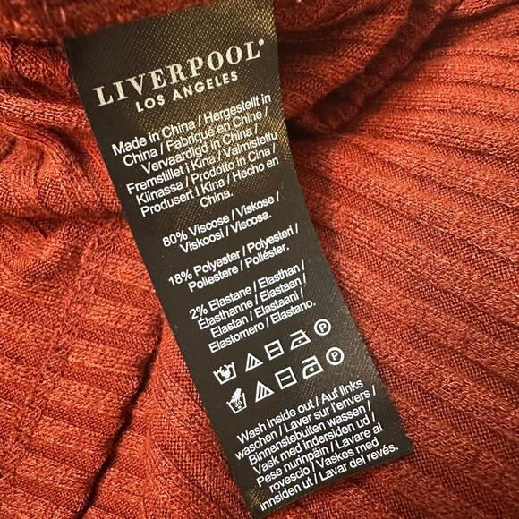 Liverpool LA Women's Mock Neck Ribbed Knit‎ Blouse Color Cinnamon Size XL - Picture 7 of 7